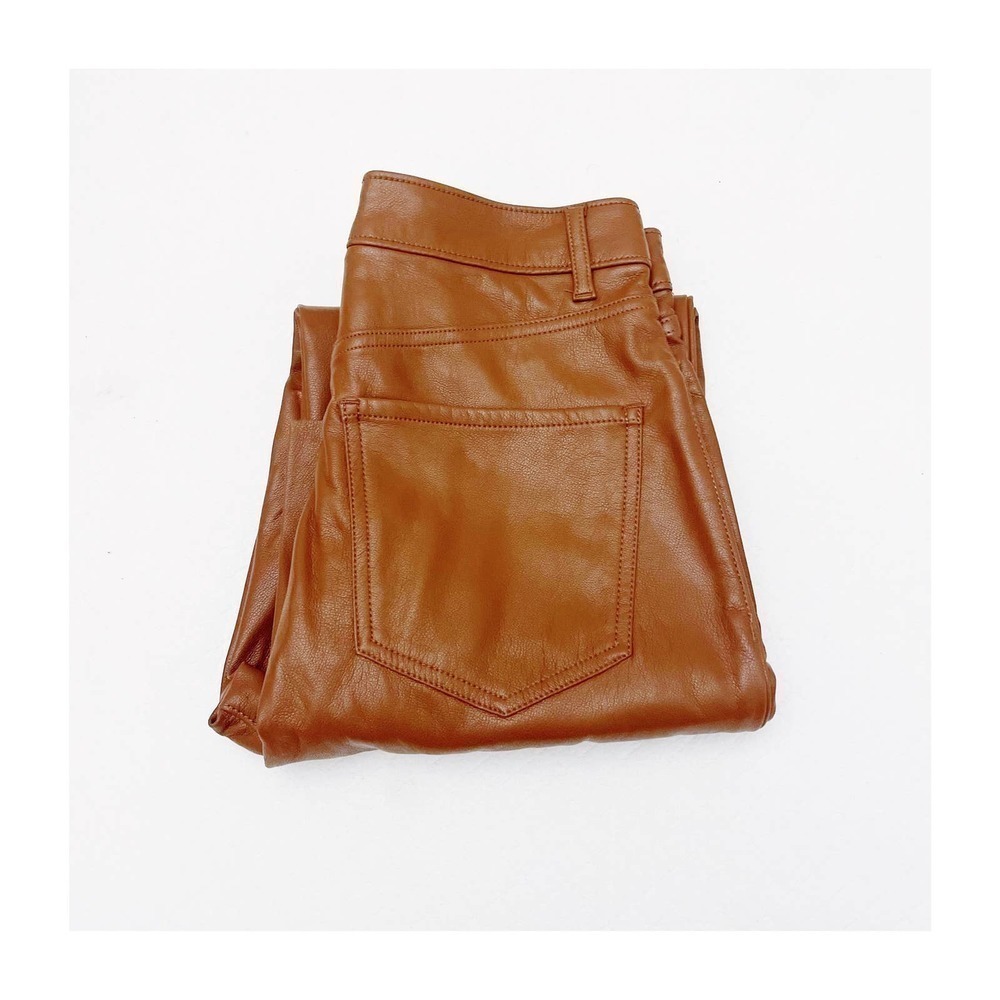 Express Straight Super High Rise Pleather Brown Pants SZ6 NWT